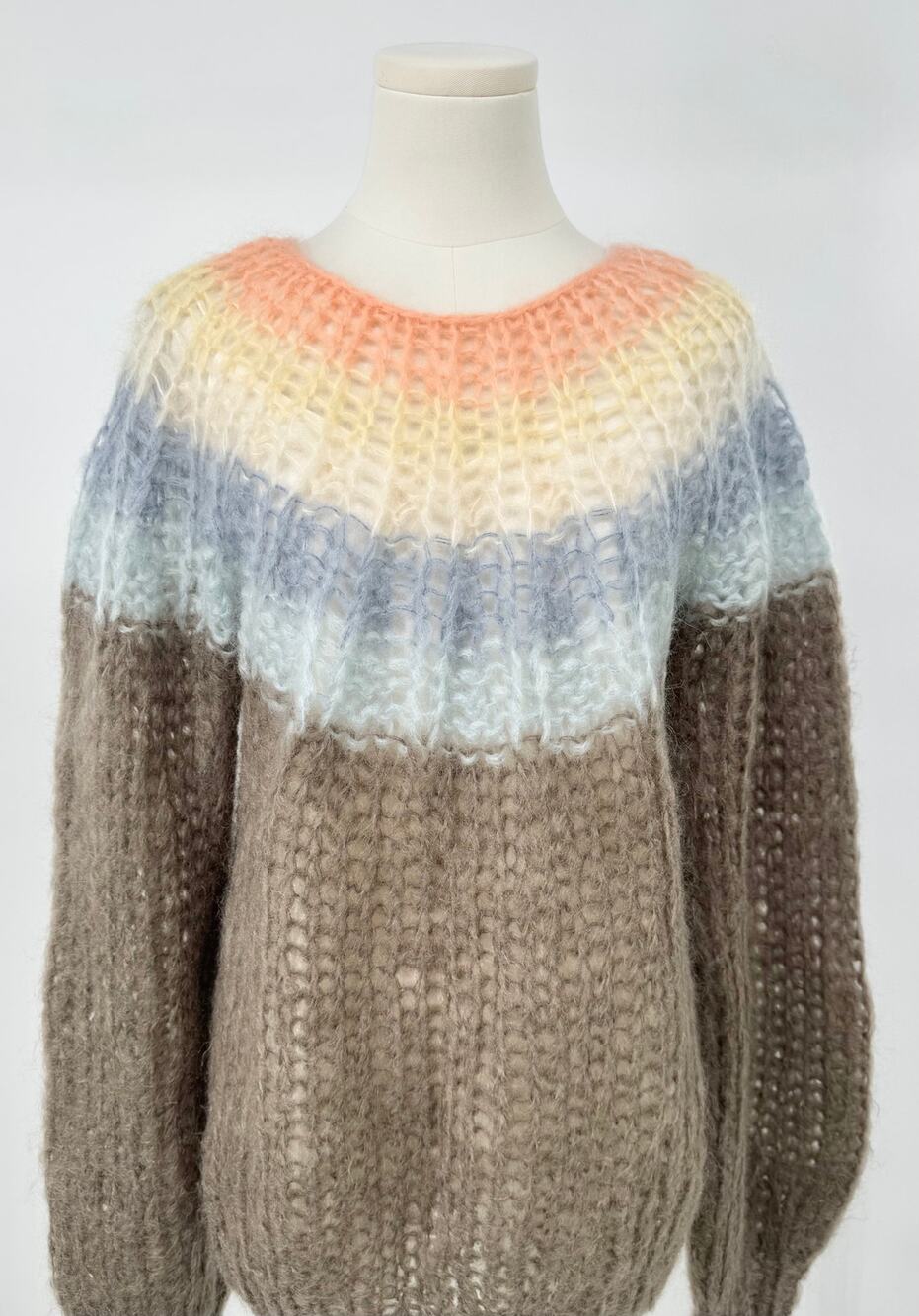 Maiami Mohair Open Knit Sweater Oversized Handmade Ombre S/M